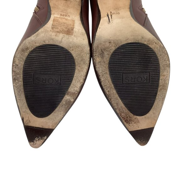 Kors Michael Kors Womens 9.5M Leather Pointed Toe Ankle Boots Brown - Picture 10 of 14